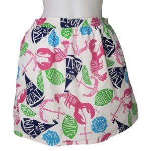 LILLY PULITZER WHITE ROCK MY BOAT SKIRT SIZE MEDIUM